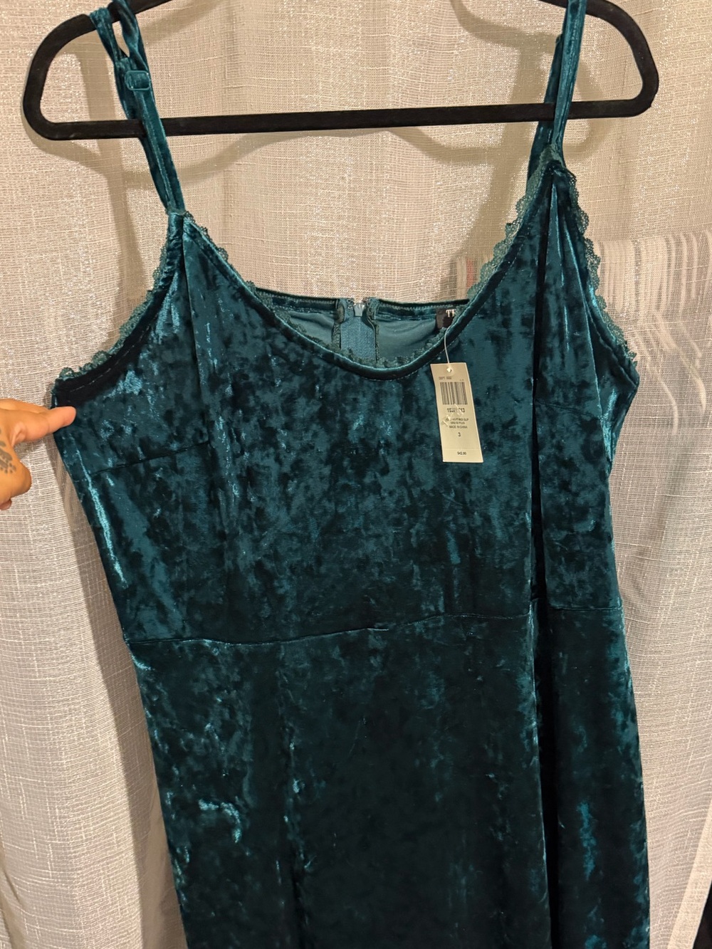 Teal Velvet Slip Dress
